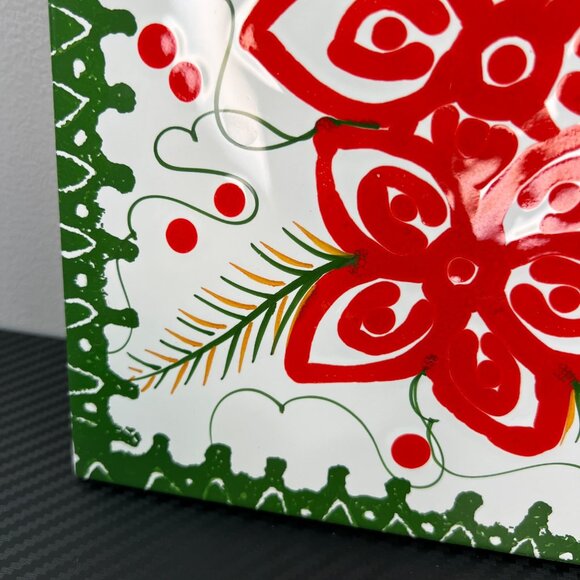 Vintage Terracotta Tile Trivet Hand-Painted Italian Floral Red Green 8” Square - Picture 5 of 9